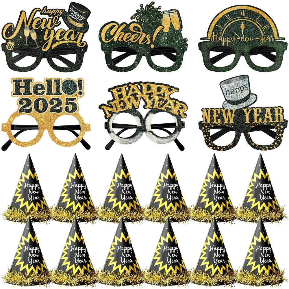 4296 2025 Glasses New Years Eve Pack of 6 | Happy New Years Hats 2025